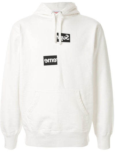 Split Box Logo Hoodie - Hvit