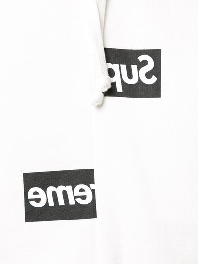 Split Box Logo Hoodie - Hvit